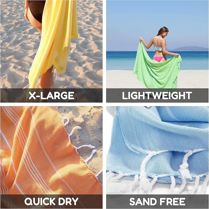 HAVLULAND Turkish Beach Towels, Set of 12, Oversized 72"x40" - Red | Soft Hammam Peshtemal, Sand Free, Quick-Dry, Absorbent Bath Towel | Lightweight & Compact for Travel, Pool, Gym, Spa