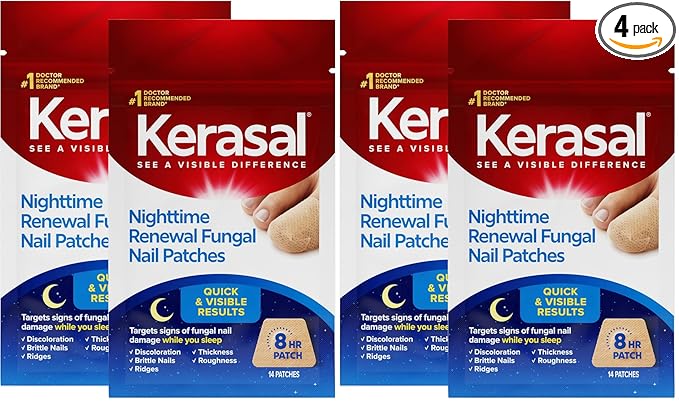 Kerasal Nighttime Nail Renewal Patches - 14 Patch - Overnight Restoring Nail Repair (Pack of 4)