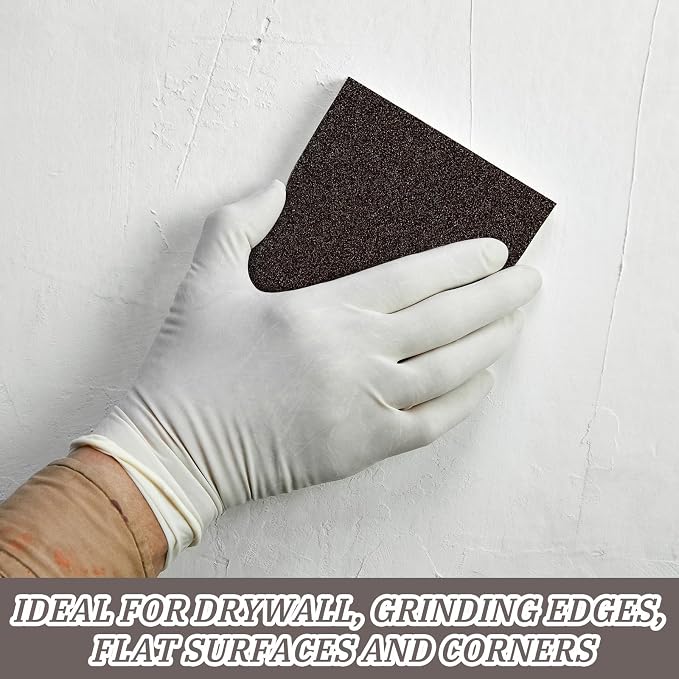 Gisafai 100 Pcs Dual Angle Sanding Sponge Bulk, 60/100 Grit Double Sided Reusable Washable Sponge Sandpaper Block for Drywall, Wood, Metal, Glass, Med/fine