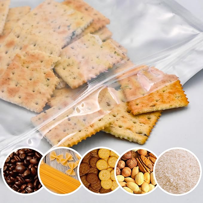 Wisesorb 1 Gallon 480 Packs Mylar Bags For Food Storage, 10"x 14" Mylar Bags With Window, Freeze Dried Candy Bags, Reusable Storage Bags For Food, Mylar Food Storage Bags for Long Term Food Storage