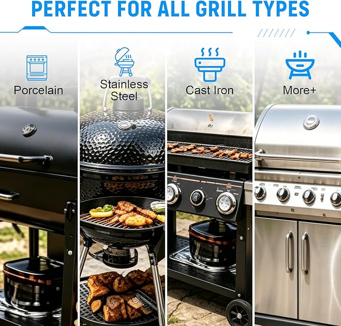 Electric Grill Brush, 350 RPM BBQ Grill Cleaner with 2 Replace Cleaning Heads, 2600mAh Battery Cordless Griddle Scrubber Waterproof for Outdoor Flat Top, Cast Iron, Barbecue Grates, Black
