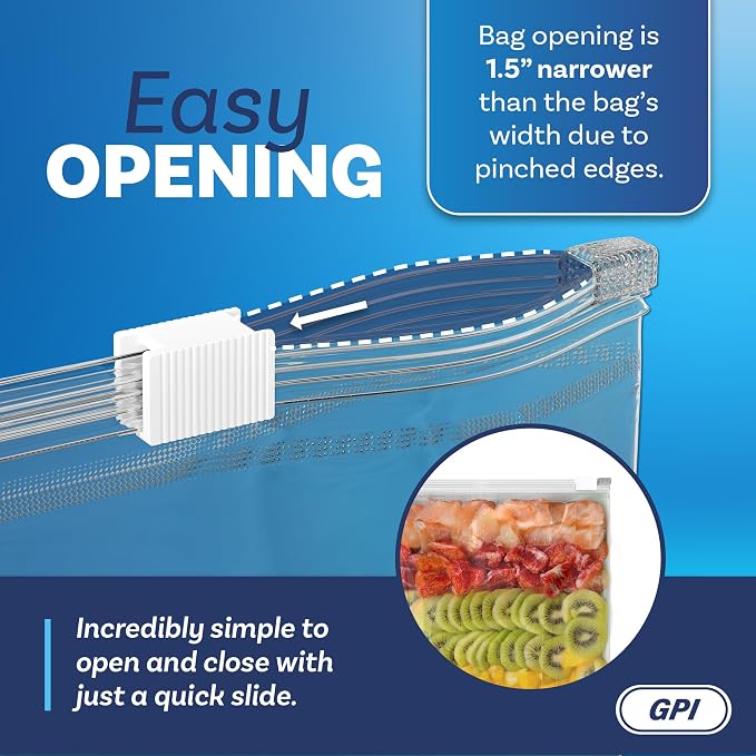 500 Count - Slider Zip Food Storage Bags, 8" x 10" 3 Mil Heavy Duty, Strong & Durable For Freezer Storage. GPI
