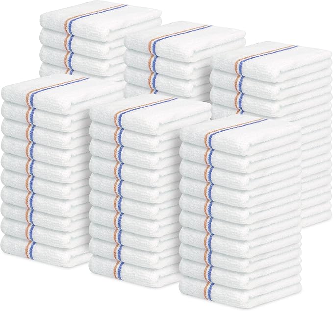 Avalon Towels Terry Bar Mop Towels (Value Pack of 60) Size 16"x19" – Absorbent and Durable, Multipurpose Cleaning Rags, Cotton Cleaning Cloths, Terry Cloth Rags, Reusable Shop Rag