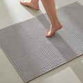 TYUU Bathroom Rugs Non Slip Washable, Super Absorbent Thin Bath Mat Quick Dry Low Pile Bathroom Rug, Light Grey 24"x47"