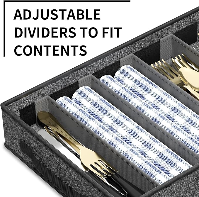 Aokeyee 6-Piece China Storage Containers Set, Hard Shell Moving Boxes for Dishes, Plates, Mugs & Flatware – Dinnerware Organizer with Soft Felt Dividers, Sturdy Handles & Zippers, Grey