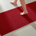 TYUU Christmas Bathroom Runner Rugs, Long Bath Mat Runner Washable Thin Quick Dry Low Pile Bathroom Runner Rugs Non Slip, Red 16"x60"