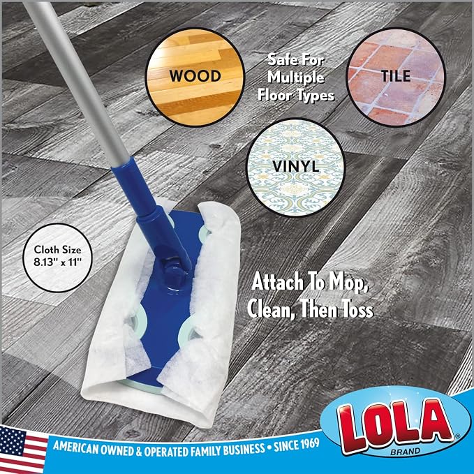 LOLA Dry Sweeping Cloth Refill Pads, 384 Pack, Unscented, Compatible with Swiffer Floor Mop, Comparable to Swiffer Refills, 11" x 8.13"