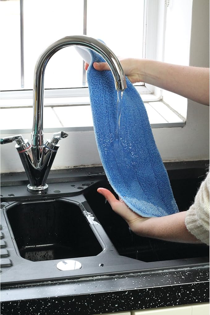 E-Cloth Deep Clean Mop, Microfiber Mop, Perfect Floor Cleaner for Hardwood, Laminate, Tile and Stone Flooring, Washable and Reusable, 100 Wash Promise,Blue / Silver