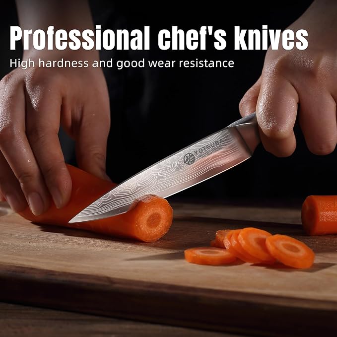 YOTSUBA 5 Inch Kitchen Utility Knife, Japanese Petty Knife – Ergonomic Rosewood Handle, Full Tang, Razor Sharp High Carbon German Steel Paring Knives, Premium Gift