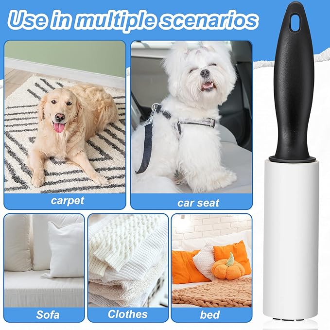Zhehao 40 Pack Mini Lint Rollers 1200 Sheets Travel Size Lint Removers Portable Roller for Clothes Pet Hair Furniture Couch Carpet Car Seats(6 x 1.02 Inches,Black)