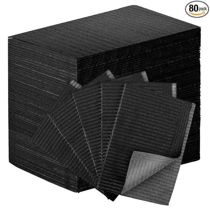 80pcs Disposable Nail Mats Foldable Nail Paper Towels, Table Acrylic Nail Practice Sheet, 3 Ply Waterproof Clean Nail Table Practice Mat for Salon Manicure Tattoo,Nail Art Accessories 13"x18"(Black)