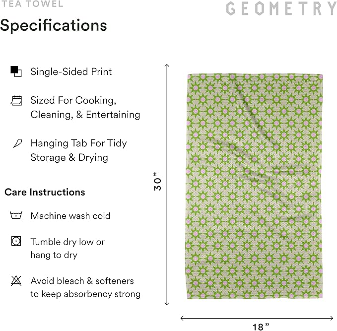 GEOMETRY Spring Kitchen Towels - Quick Dry Microfiber Cloth Spring & Summer Dish Towels for Kitchen Drying - Premium Quick Dry Towel - Sweet Green, 18" x 30" - 1-Pack