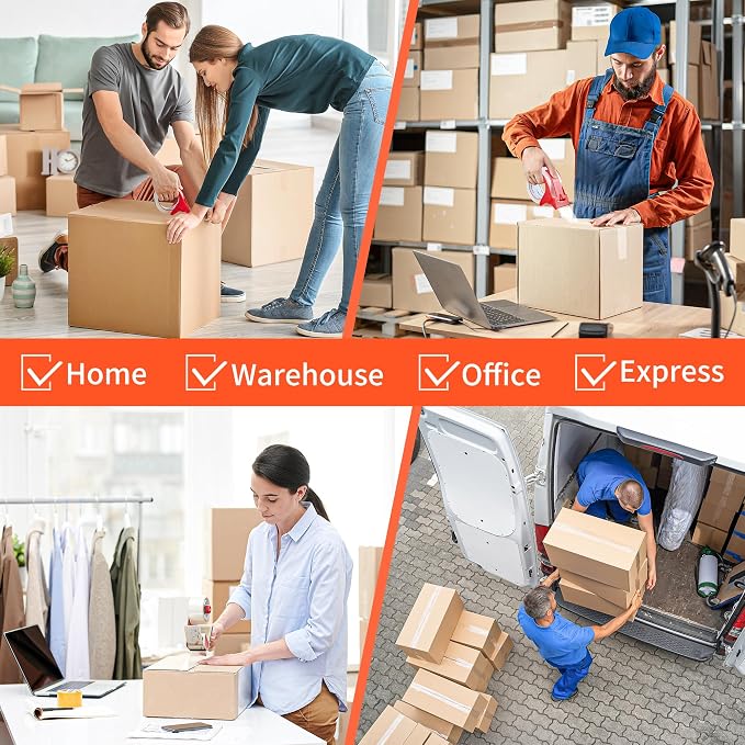 JARLINK 18 Rolls Clear Packing Tape with 3 Dispensers for Shipping | 2.7mil Thick, 1.88 Inches Wide, 55 Yards per Roll, Total 990 Yards, Comes with 3 Tape Dispensers