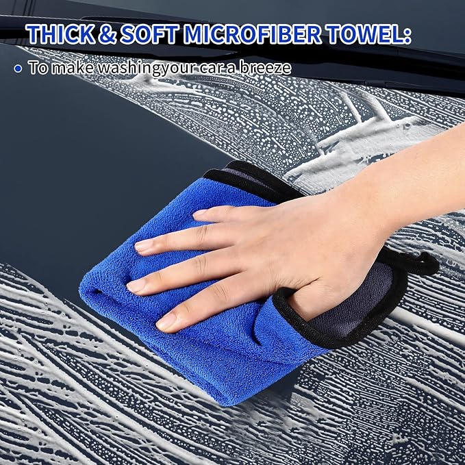 Wontolf 62'' Car Wash Brush Kit with Long Handle, Microfiber Car Wash Mop Mitt, Car Cleaning Detailing Kit, Exterior Interior Car Cleaning Supplies for Cars RV Truck Boat