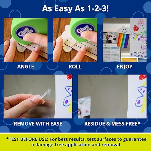 Glue Dots, Removable Dots Dot N' Go Dispenser, Double-Sided, 3/8", .38 Inch, 1200 Dots, DIY Craft Glue Tape, Sticky Adhesive Glue Points, Liquid Glue Alternative, Clear, 6 Pack