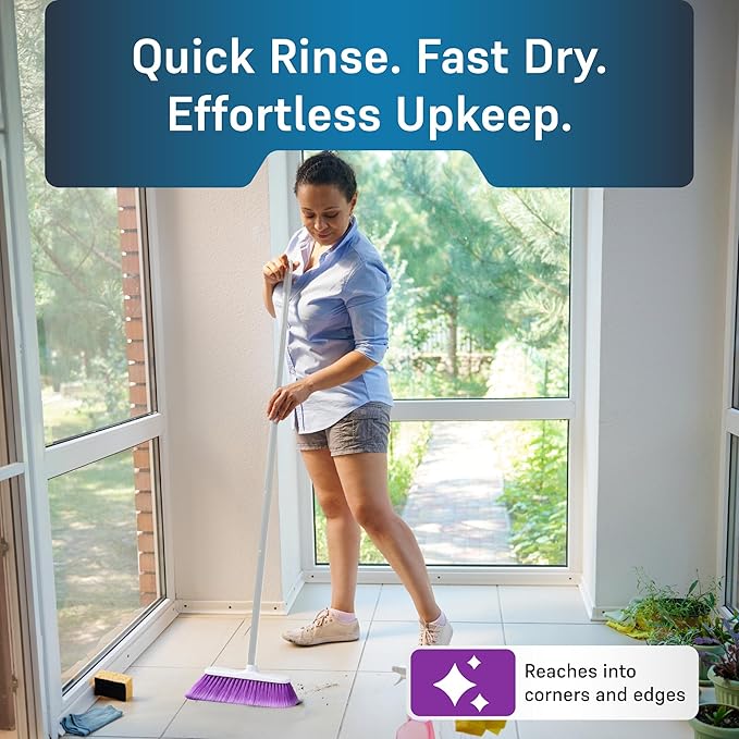The Original Soft Sweep Magnetic Action Broom (2-Pack, Purple) - Super Lightweight Indoor & Outdoor Sweepers with Soft Flagged Bristles - Non-Scratch Design for Wood, Tile, & Linoleum - Made in USA