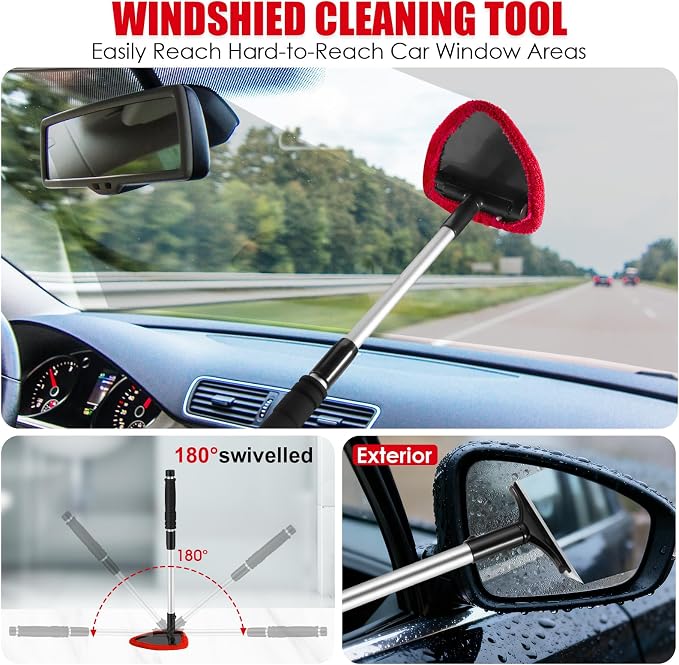 17PCS Car Cleaning Kit, Red Car Interior Detailing Kit with High Power Handheld Vacuum, Detailing Brush Set, Windshield Cleaner, Cleaning Gel, Complete Auto Accessories for Women Girls Gift