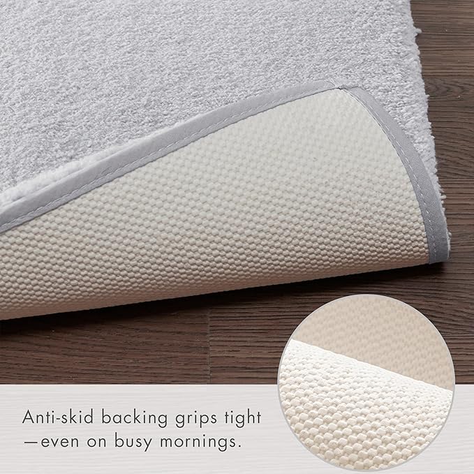 Madison Park Marshmallow Bathroom Rug Non Slip, Luxrurious Plush Bath Mat, Absorbent, Quick Dry, Spa Design Bath Room Décor, 20x24, Silver