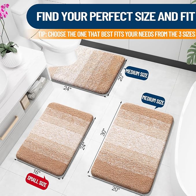 OLANLY Large Bathroom Rugs Mat 40x24, Extra Soft Absorbent Microfiber Bath Rugs, Rubber Backing, Quick Dry, Machine Washable Bath Mats for Bathroom Floor, Tub and Shower, Home Decor Accessories, Beige