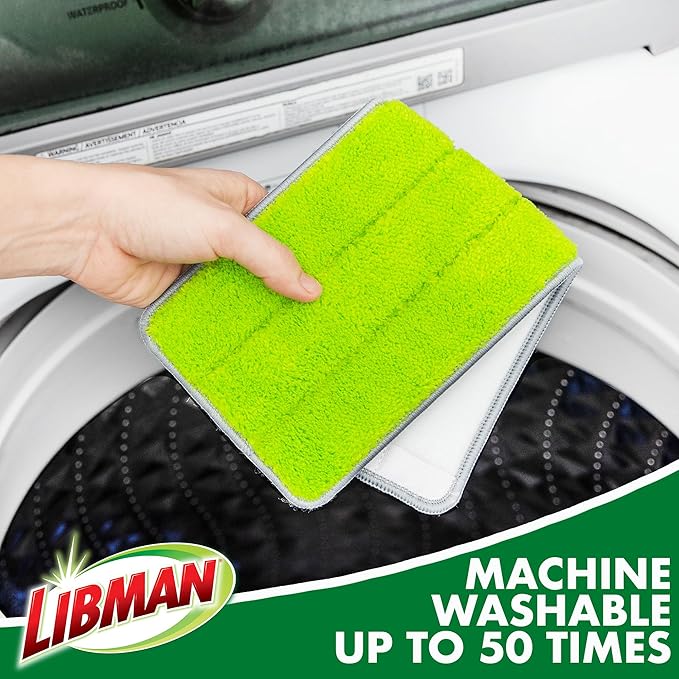 Libman Rinse 'n Wring Mop and Bucket System Refills | Microfiber Floor Mop | Hardwood Floor Cleaner | Wet & Dry Mop | 6 Total Microfiber Refill Pads