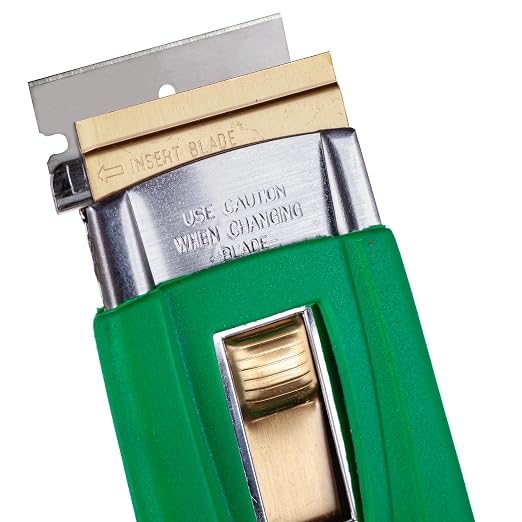 Unger SR040CT Safety Scrapers, Green, 50-Count Pack | Green color-coded for safety; protective blade cover included; ideal for paint & adhesive removal