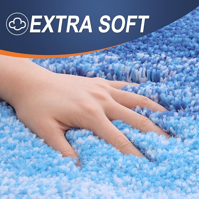 OLANLY Bathroom Runner Rugs Mat 59x20, Extra Soft Absorbent Microfiber Bath Rugs, Rubber Backing, Quick Dry, Long Bath Mats for Bathroom, Tub and Shower, Home Decor Accessories, Light Royal Blue