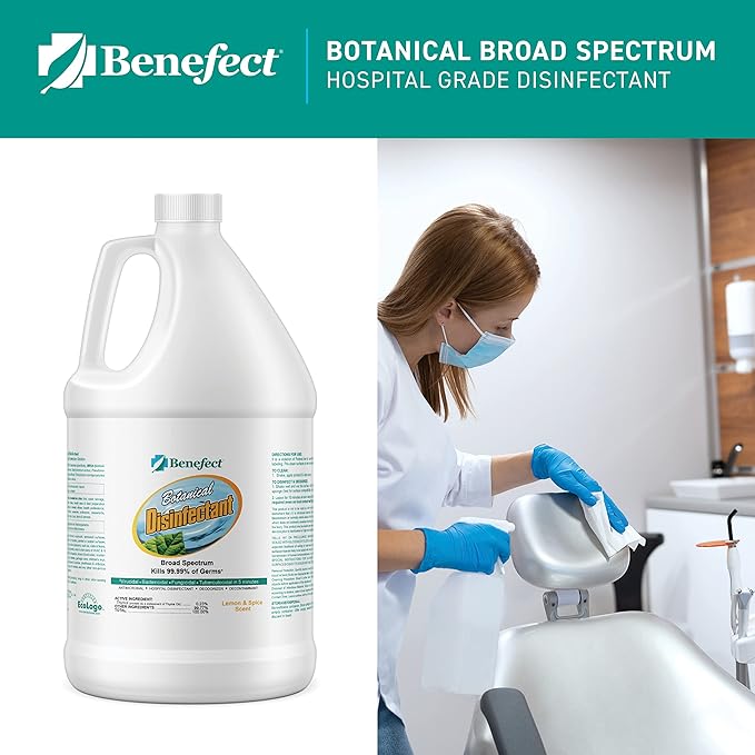 Benefect Botanical Broad Spectrum Disinfectant, 1 Gallon, Lemon & Spice Scent, Hospital Grade Disinfectant & Tuberculocide, Kills Over 99.99% of Germs, No Rinsing or Wiping Required
