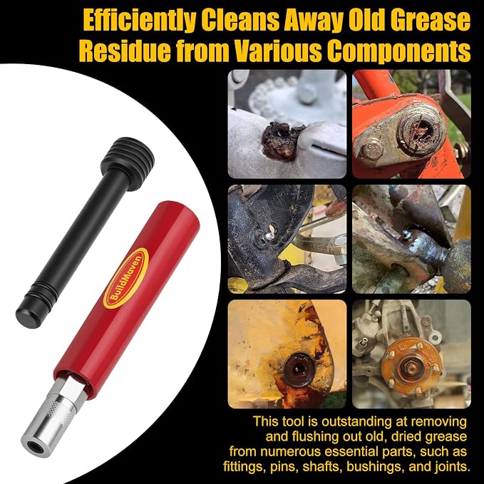 Grease Fitting Cleaning Tool -Grease Zerk Cleaner, Zerk Fitting Cleaning Tool, Remove Old Dried Grease from Fittings, Pins, Shafts, Bushings, and Joints （Red）