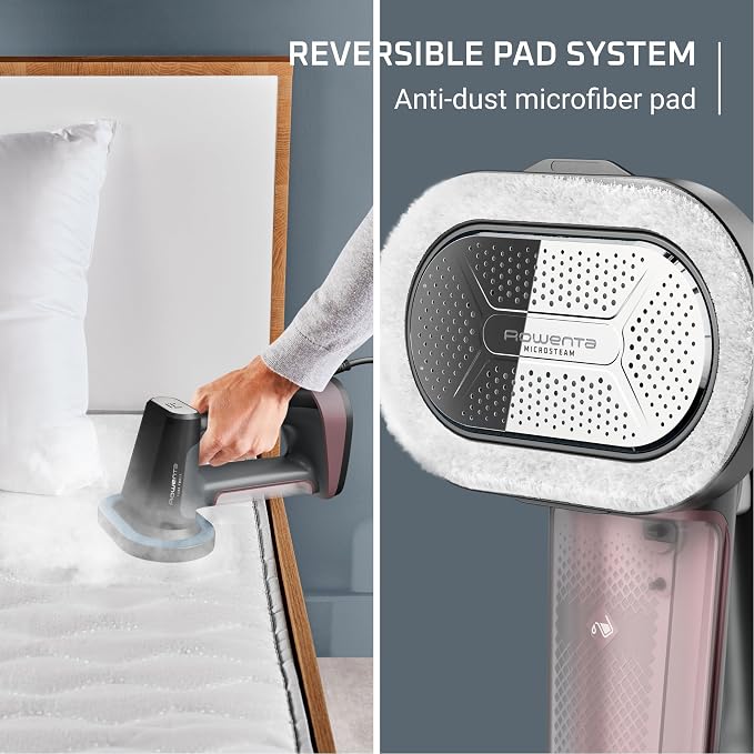 Rowenta Pure Force 3-in-1 Steamer Iron for Clothes XL Soleplate DR8865 | 40% larger soleplate, 300% more steam, 5 settings, Reversible pad system, 7.1 oz tank, 12 min autonomy, Auto-off