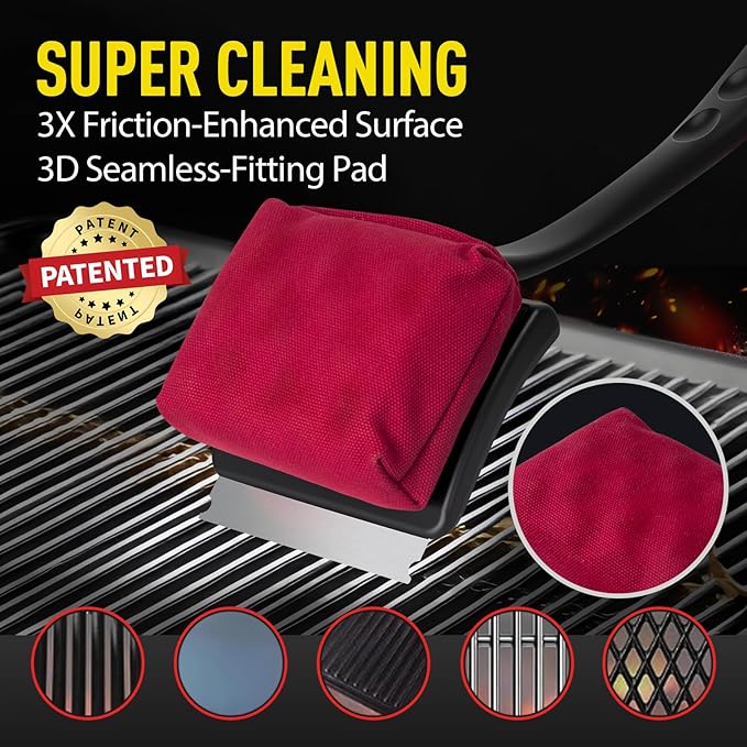 19" Large Bristle-Free Steam Grill Brush,No Bristle Shedding – Safe Grill Accessories for Cast Iron, Porcelain& Charcoal Grills,Ultra-Strong Outdoor Grill Cleaner