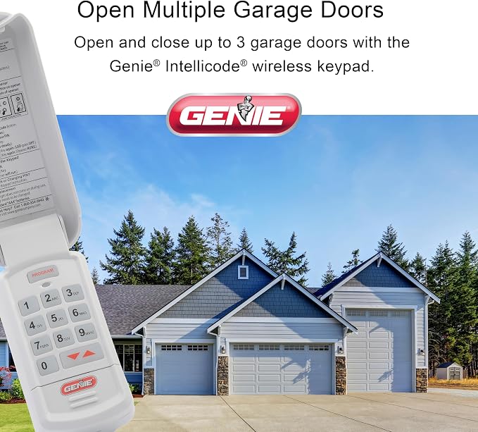 Genie Garage Door Opener Wireless Keyless Keypad - Safe & Secure Access - Compatible with All Genie Intellicode Garage Door Openers - Easy Entry into the Garage With a PIN - Model GK-R, White | Wireless Installation, Compatible with all Genie Intellico...