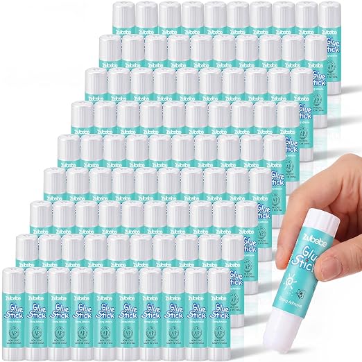 Zubebe 200 Count Glue Stick Bulk, 0.32 oz, 9g, Washable White Glue Stick for Crafts Home Back to School Classroom Students Teachers Employees Scrapbooking Crafting Supplies (Classic)