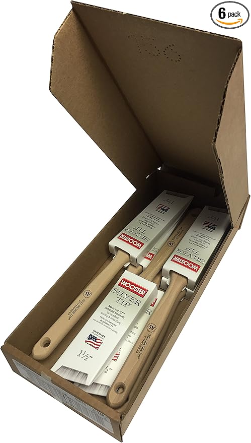Wooster Brush 5221-1-1/2 Silver Tip Angle Sash Paintbrush, Pack of 6