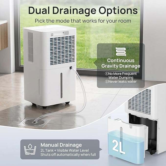 Uthfy 3000 Sq. Ft Dehumidifier for Basement, Max 38 Pint/Day Dehumidifier for Home with Drain Hose, 24H On/Off Timer, 3 Color Ambient Light, Child Lock,Auto Deforest, Quiet for Bedroom,Bathroom,Office