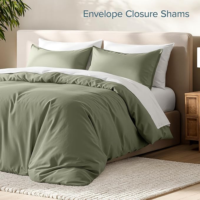 Bare Home Bedding Duvet Cover Queen Size - Premium 1800 Super Soft Collection - Lightweight, Cooling - Soft Breathable Bedding Duvet Cover (Queen, Sage)