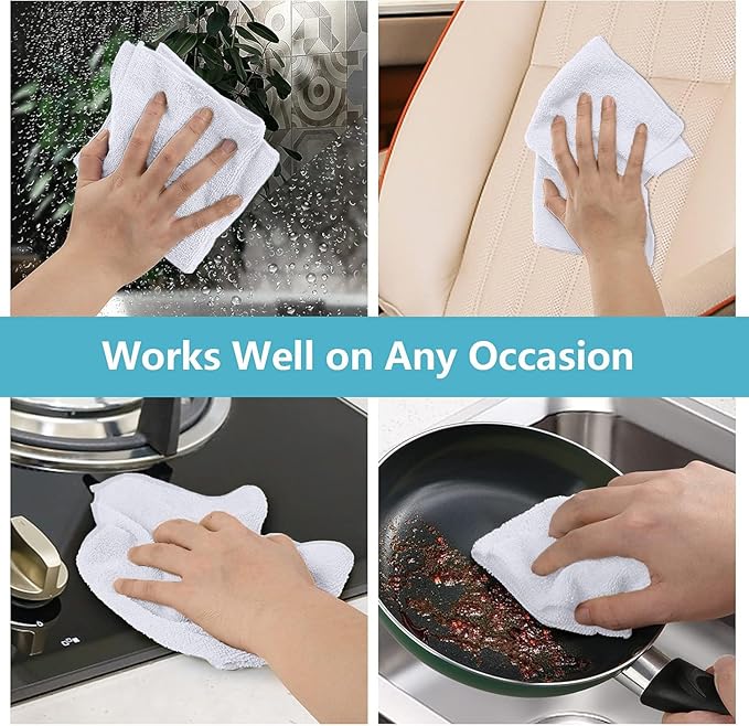HOMEXCEL White Microfiber Cleaning Cloth 600 Pack, Microfiber Towel for Cars, Lint Free, Scratch-Free, Highly Absorbent, and Cleaning Rags for House, Window and Glass, Cars, TV Screen 11.5 X11.5 inch