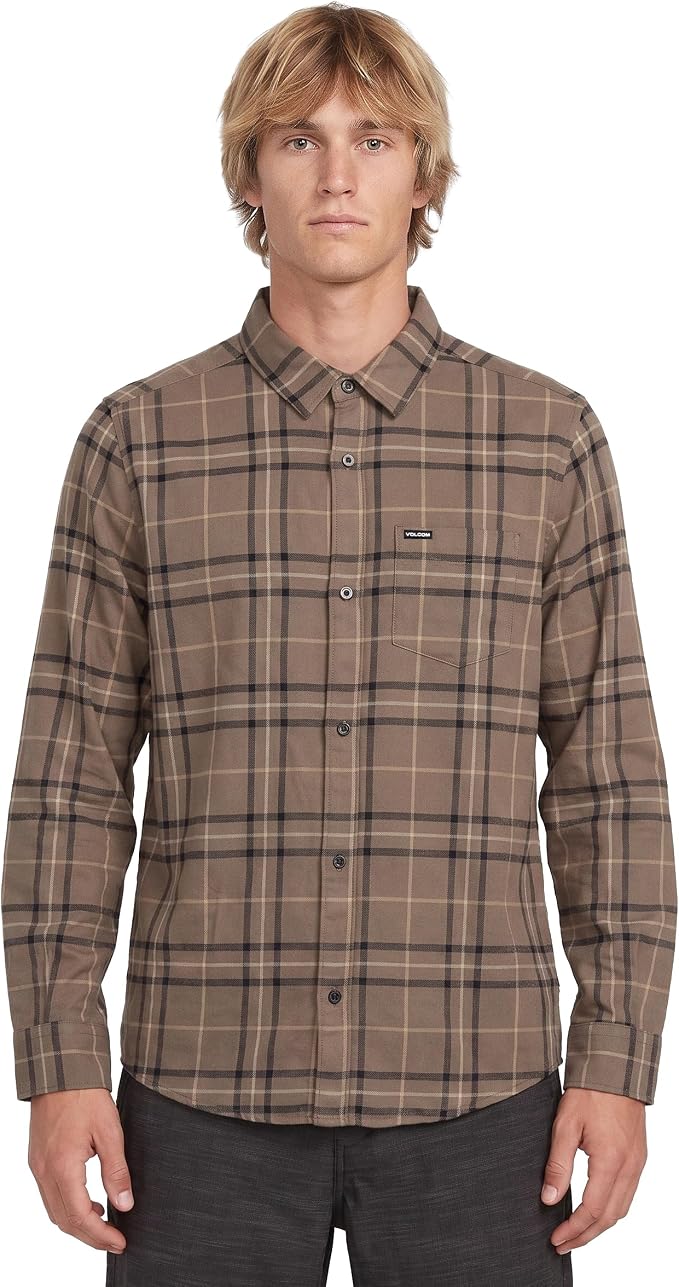 Volcom Men's Long Sleeve Flannel Shirt – Ultra-Soft Brushed Cotton Plaid Button Down