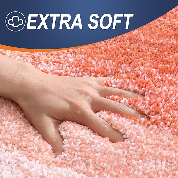 OLANLY Large Bathroom Rugs Mat 44x32, Extra Soft Absorbent Microfiber Bath Rugs, Rubber Backing, Quick Dry, Machine Washable Bath Mats for Bathroom Floor, Tub and Shower, Home Decor Accessories, Coral