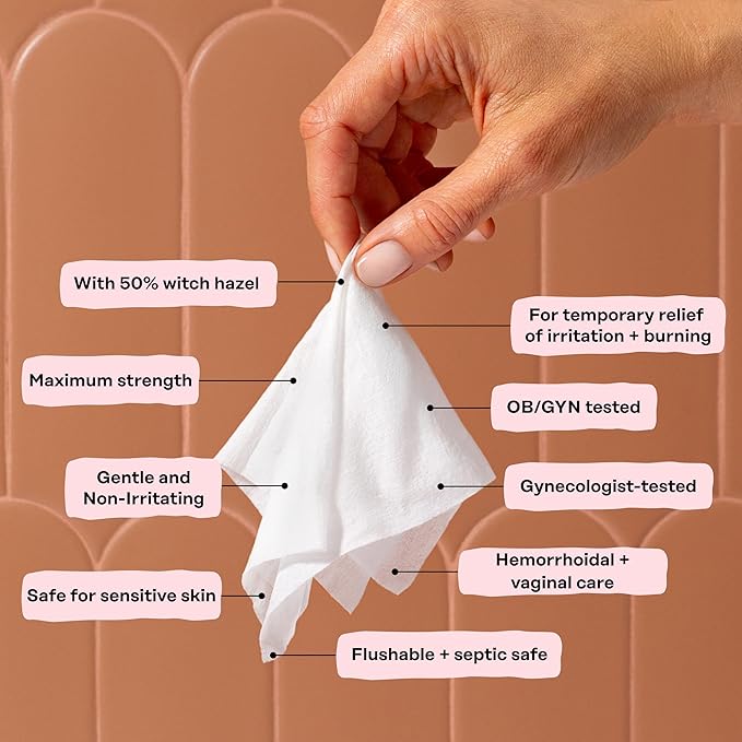 The Honey Pot Company - Feminine Wipes - Soothing Witch Hazel - Postpartum Essentials, Herbal Infused w/Witch Hazel, Ginger, and Rose - Flushable Wipes, Pregnancy Safe, pH Feminine Care - 20ct