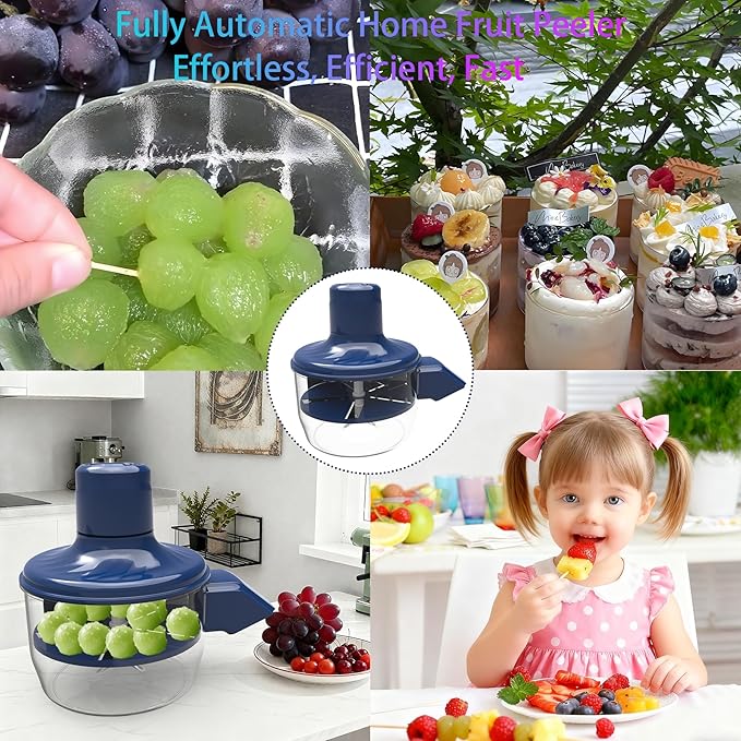 Automatic Grape Peeler Machine,Electric Peeling Machine for Grape,Automatic Garlic & Cherry Tomato Peeler Skin Remover Tool for Small Fruits,Efficient Peeling Kitchen Gadget for Home Use (Blue)