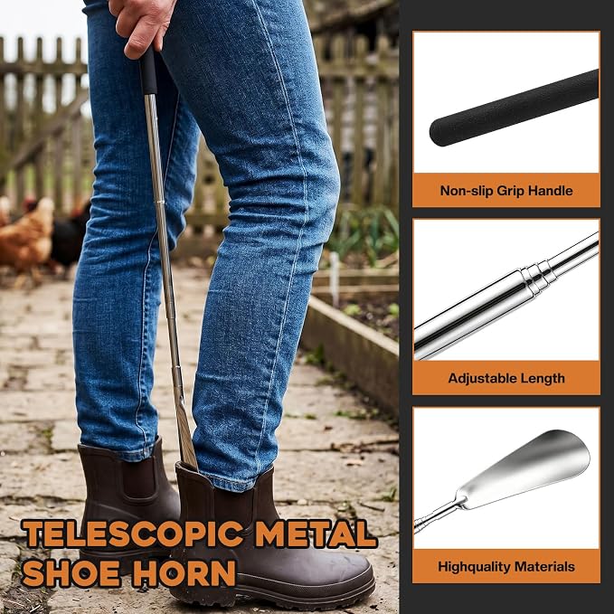 4Pcs Outdoor Heavy Duty Boot Brush Scrubber Boot Jack Shoe Cleaner Scraper Brush with Shoe Horn Cleaning Cloth(Style A)
