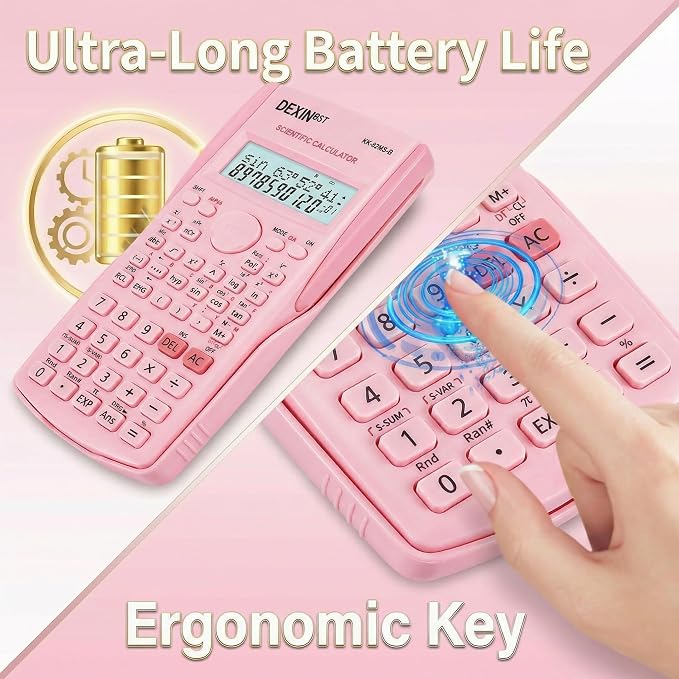 24 Pack Scientific Calculators, 2 Line Engineering Large Display Scientific Calculator Bulk Multi-Function Ideal for Student Teacher Algebra Chemistry Finance Construction Office School Business, Pink