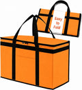 Insulated Food Bag, Portable Cooler Tote (2XL, Orange, 1 Pack) | Large thermal bag, For cold & hot food, Soft sided cooler, Heavy duty carrier, Grocery shopping, Food delivery, Catering bag