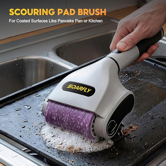 SOARFLY Electric BBQ Grill Brush, 800RPM Grill Cleaner for Outdoor Grill with 2-Speed & 20kg Torque–Last 3.5H, Dual LED Light for Night, No Bristle Drop Safe for Cast Iron Stainless, Gifts for Men Dad