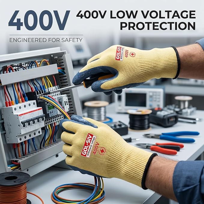 Electrical Insulated Gloves XL - 400V Low Voltage Electrician Safety Gloves, Rubber Non Slip Work Gloves For Men