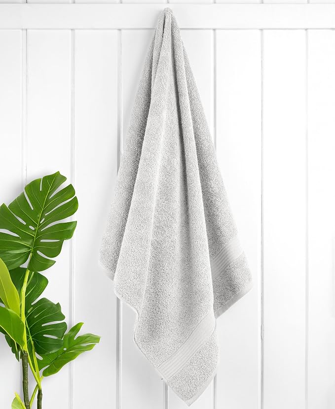 Cotton Paradise 100% Cotton Turkish Towel Set, Soft Absorbent Quick Dry, 4 Piece Bath Towel Set, Silver Grey