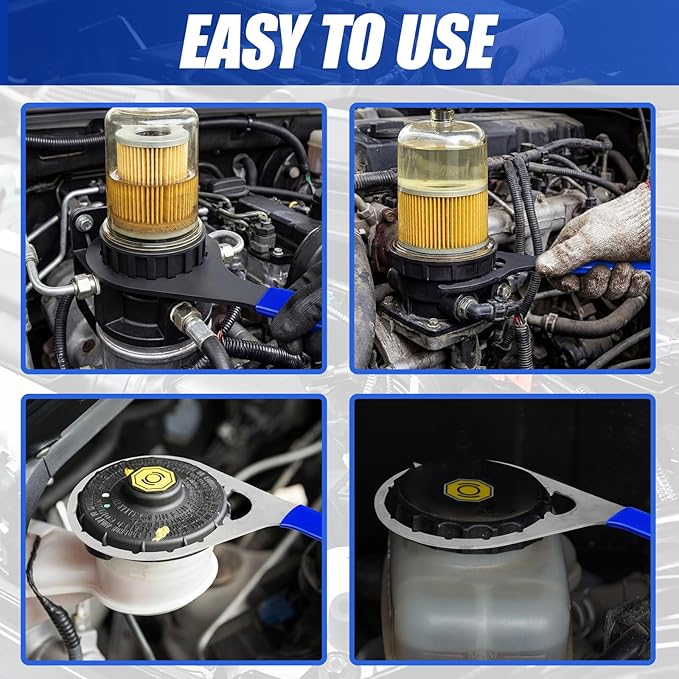 4 Pcs Fuel Filter Wrench Set, 4.6'' & 5'' & 6'' & 8'', Compatible with Various Fuel Filter Sizes Include Water Separator, Engines (Blue)