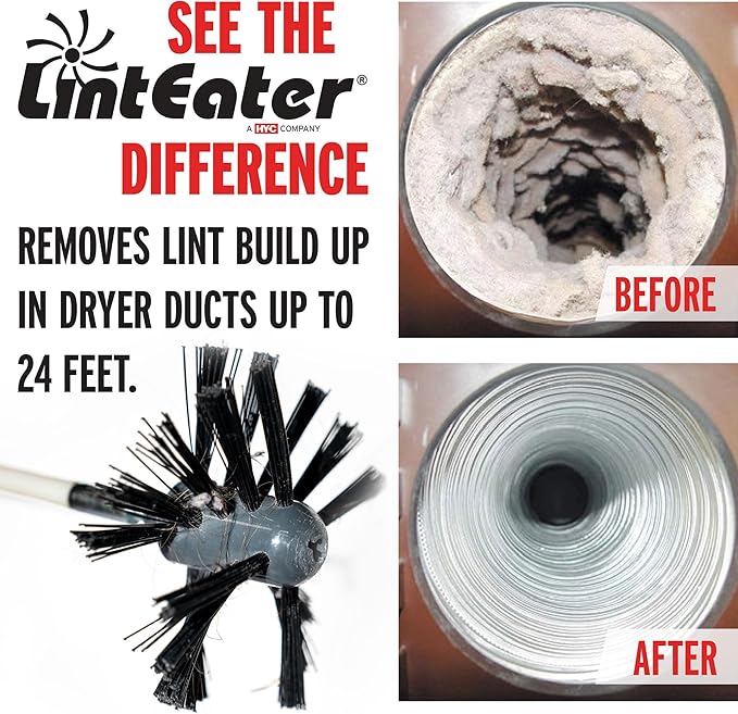 Gardus RLE24 LintEater Rotary Dryer Vent Cleaning System, Removes Lint, Extends Up to 24’