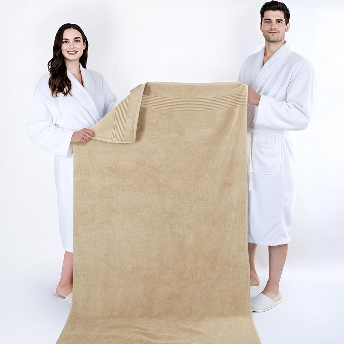 Cotton Paradise 100% Cotton Turkish Towel Set, Soft Absorbent Quick Dry, 2 Piece 35x70 Bath Sheet Set, Beige