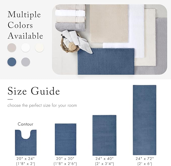 Madison Park Signature Marshmallow Bathroom Rug Non Slip, Luxrurious Plush Bath Mat, Absorbent, Quick Dry, Spa Design Bath Room Décor, 24x40, Navy